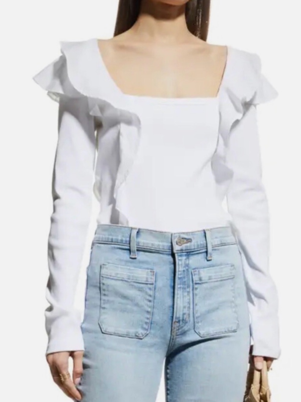 Veronica Beard White Long Sleeve Gidea Ruffled Poplin Shirt NWT - Picture 5 of 8